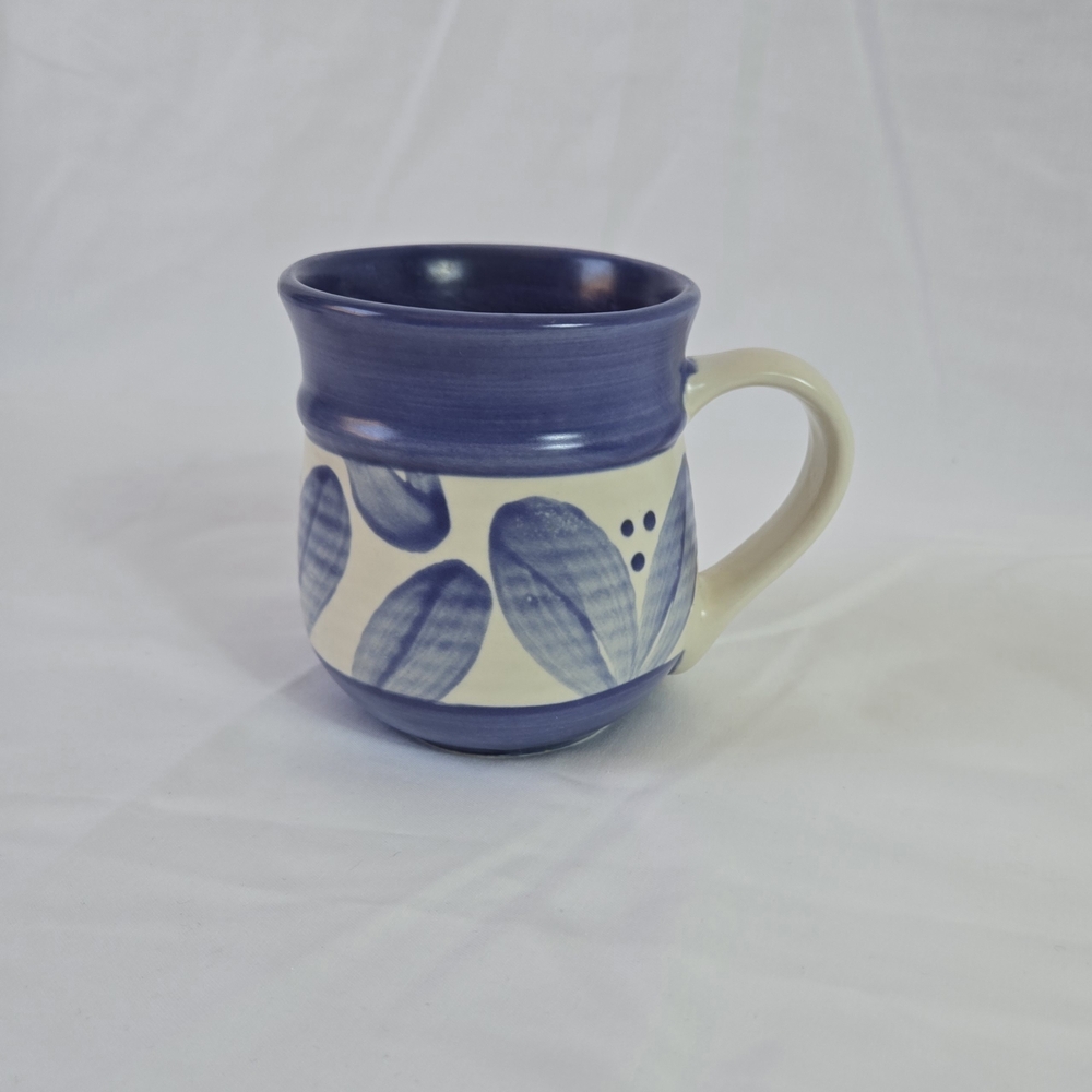 Pfaltzgraff Villa Flora Blue Leaves Stoneware Barrel Replacement Coffee‎ Mug Vtg